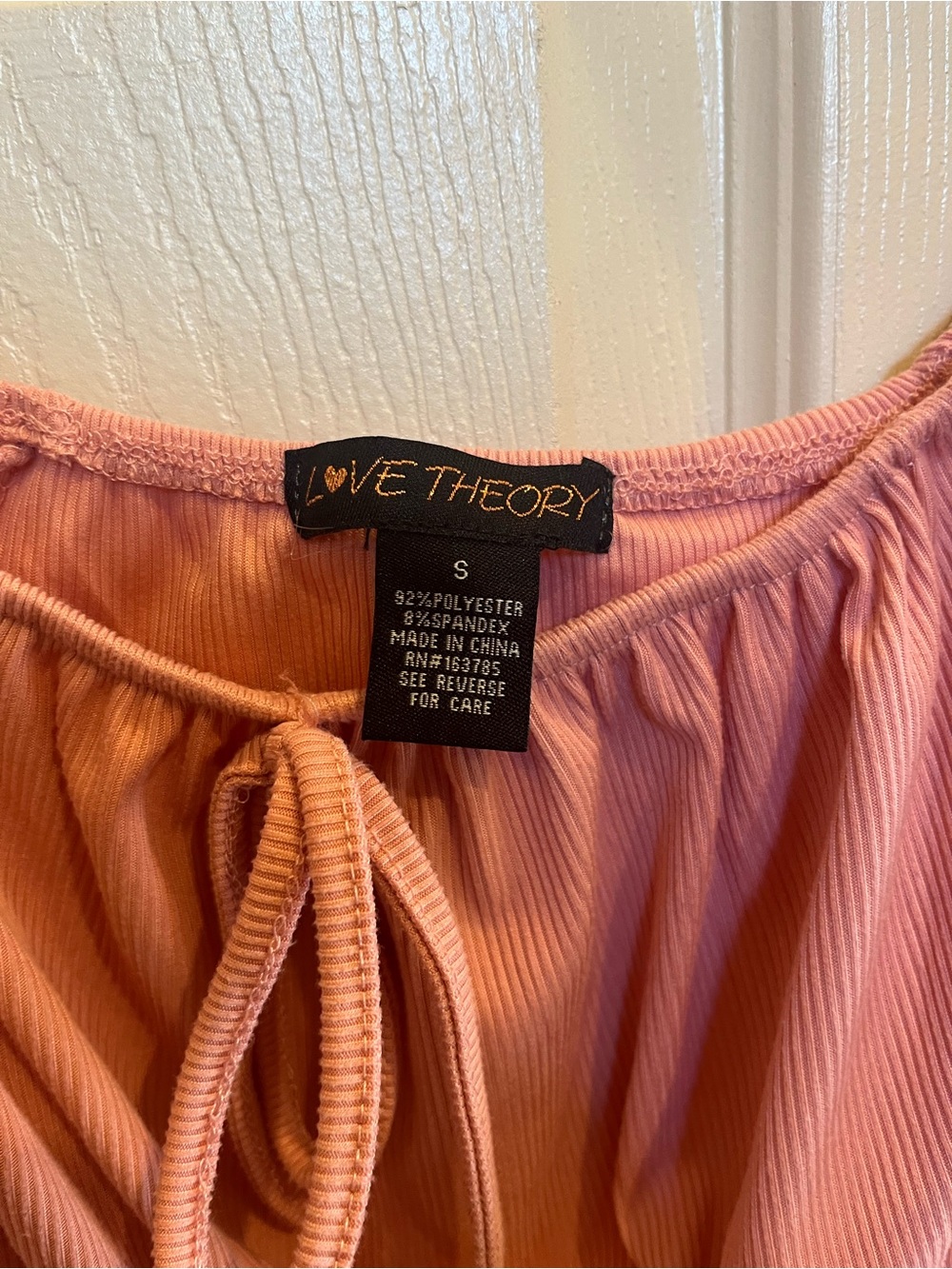 Theory Pink Long-Sleeve Peasant Top with Front Tie - Picture 2 of 3